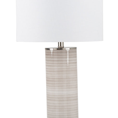 Grey & White Stripe Table Lamp